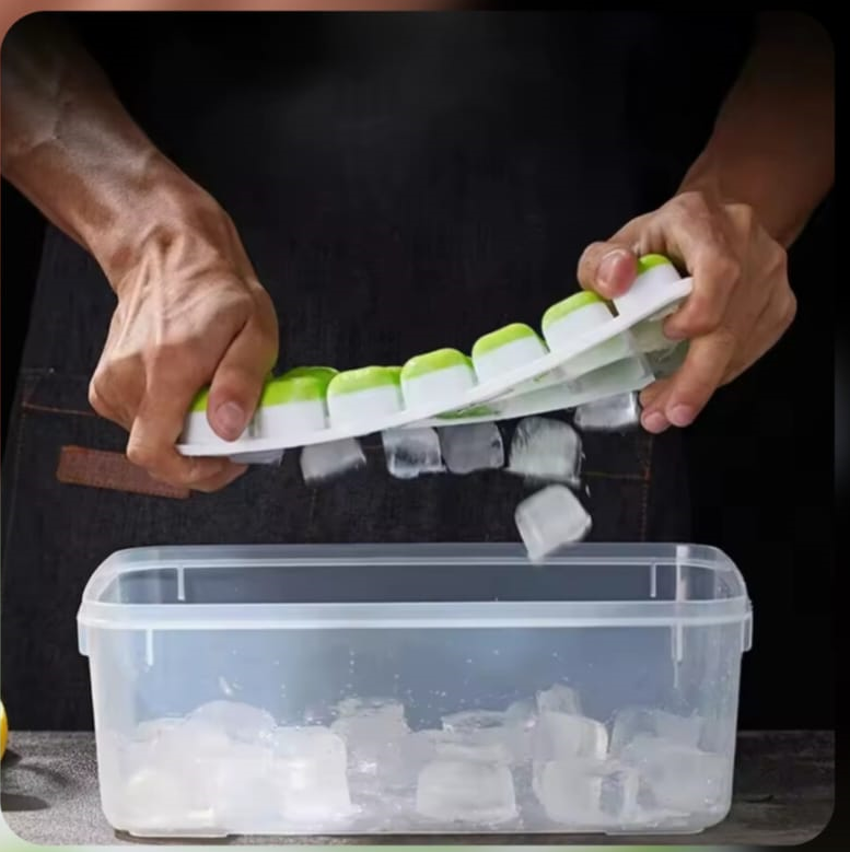 14 Grid Ice Cube Tray with Lid – Silicone Ice Cube Mold for Freezer | Easy Release Ice Tray for Home Kitchen