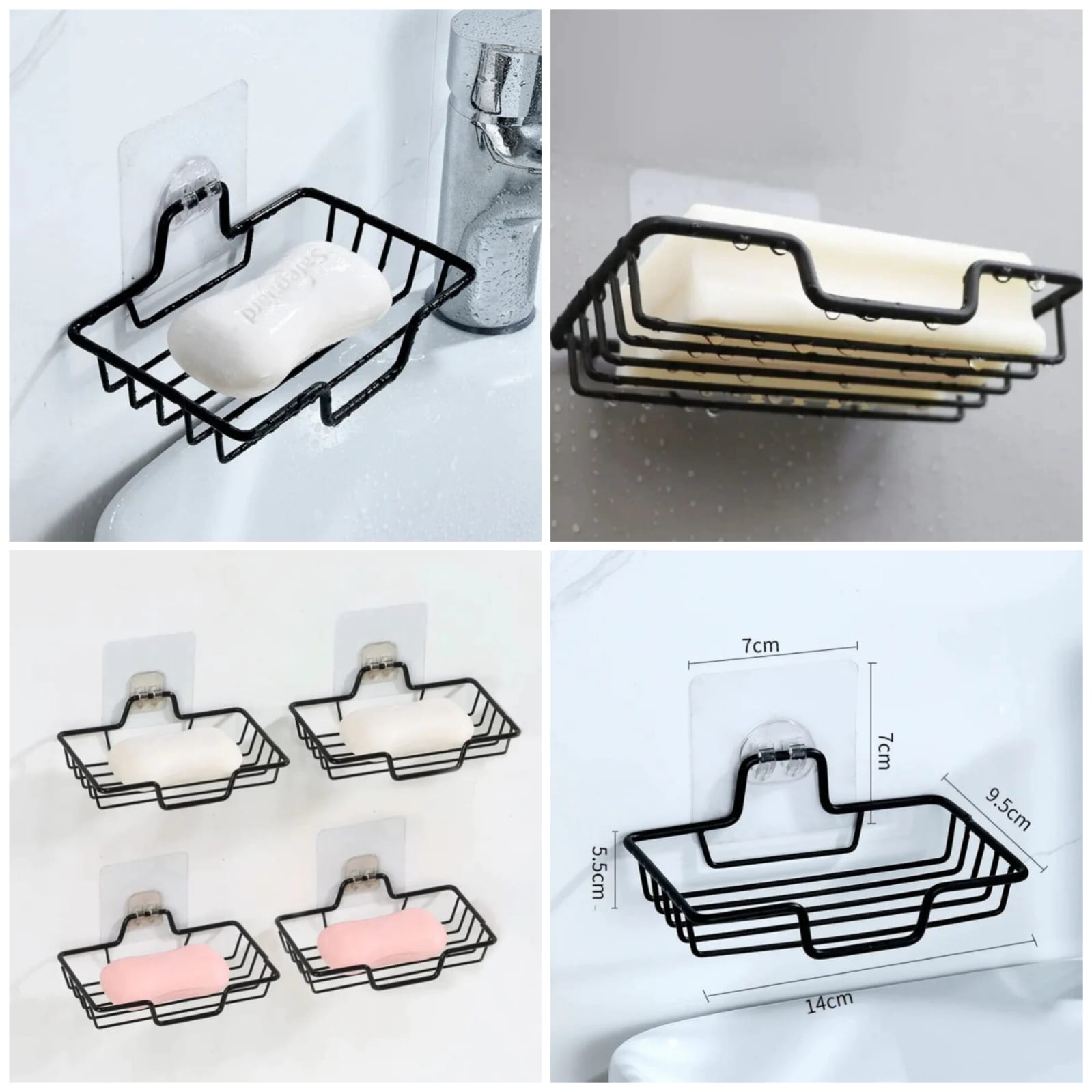 Premium Metal Soap Tray | Rustproof Bathroom Soap Holder | Drain Design Soap Dish for Kitchen & Washroom