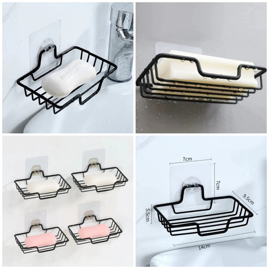 Premium Metal Soap Tray | Rustproof Bathroom Soap Holder | Drain Design Soap Dish for Kitchen & Washroom