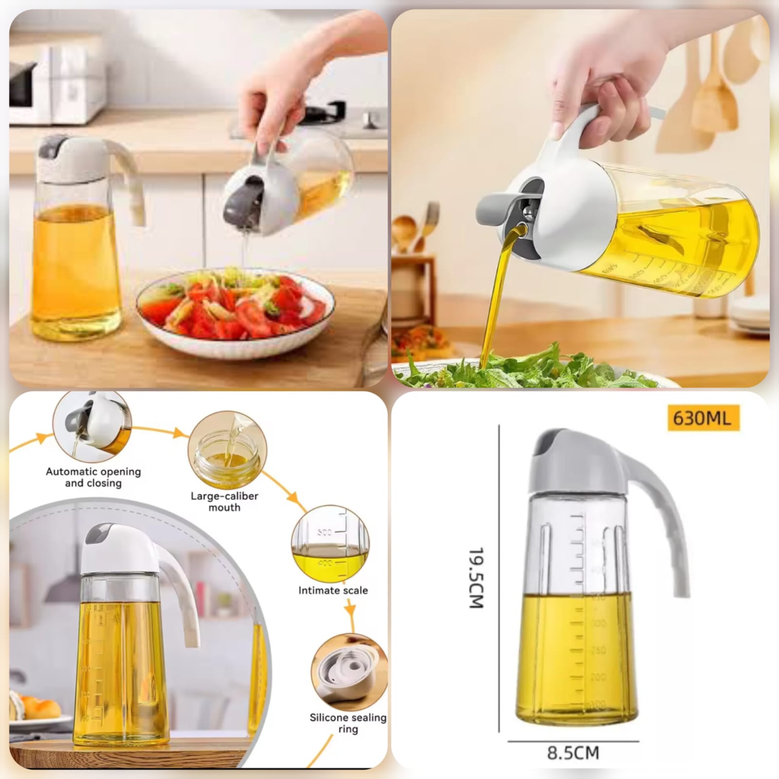 2-in-1 Glass Oil Spray Bottle and Dispenser for Cooking – Leak-Proof Olive Oil Sprayer with Pour Function – Refillable Oil Control Mister for Kitchen, BBQ, Frying, Baking & Salad – Durable Stainless Steel Transparent Glass Spray Bottle