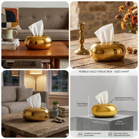 Luxury Golden Oval Magnetic Lock Tissue Box