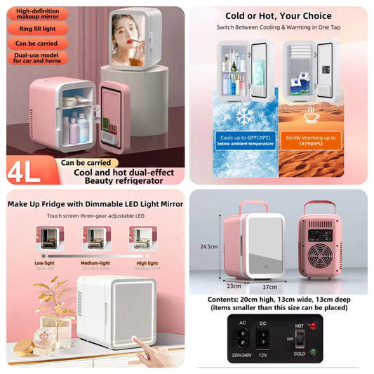 4L Vanity Mirror LED Portable Fridge