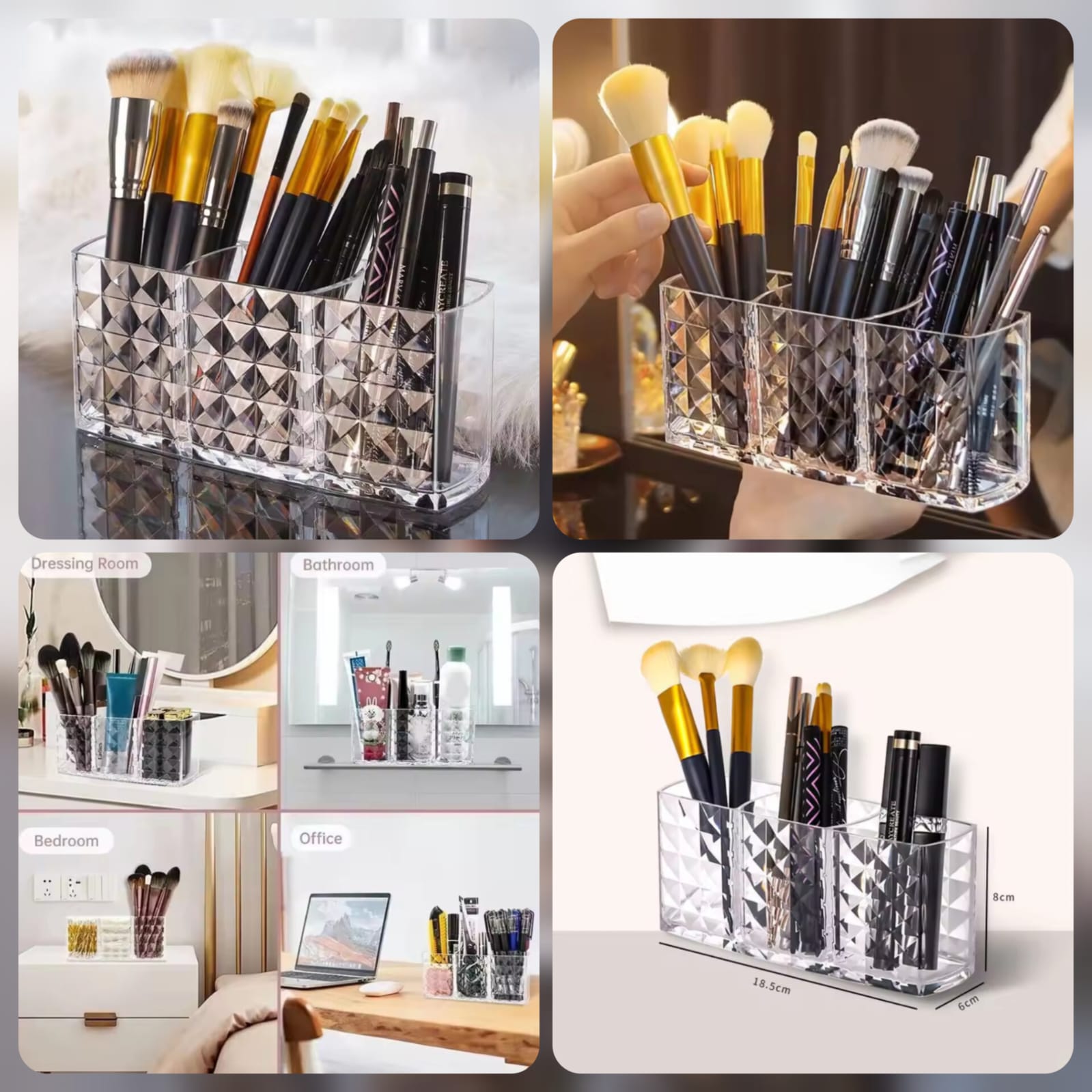 Acrylic 3Part Diamond Cut Organizer