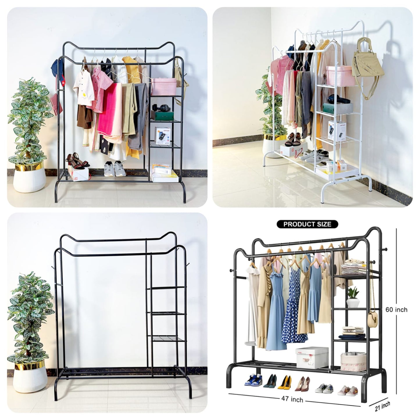 Space-Saving Metal Clothes Stand D
