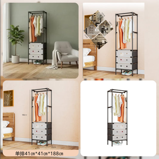 Single Row Multi-Functional Dustproof Coat Rack Plus Shoe Rack