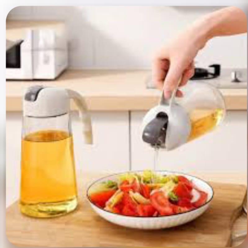 2-in-1 Glass Oil Spray Bottle and Dispenser for Cooking – Leak-Proof Olive Oil Sprayer with Pour Function – Refillable Oil Control Mister for Kitchen, BBQ, Frying, Baking & Salad – Durable Stainless Steel Transparent Glass Spray Bottle