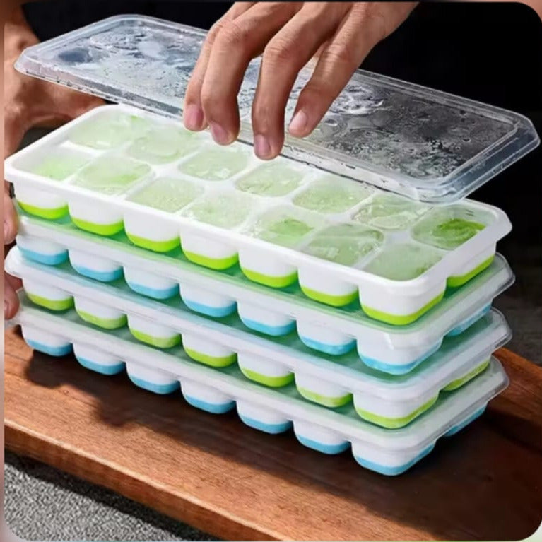 14 Grid Ice Cube Tray with Lid – Silicone Ice Cube Mold for Freezer | Easy Release Ice Tray for Home Kitchen