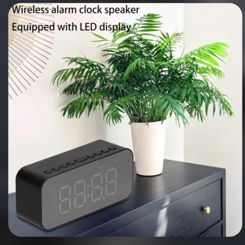 Rechargeable Digital Alarm Clock with Bluetooth Speaker | LED Mirror Display FM Radio Clock
