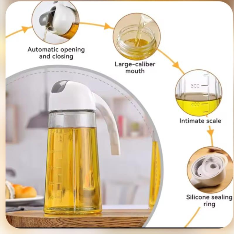 2-in-1 Glass Oil Spray Bottle and Dispenser for Cooking – Leak-Proof Olive Oil Sprayer with Pour Function – Refillable Oil Control Mister for Kitchen, BBQ, Frying, Baking & Salad – Durable Stainless Steel Transparent Glass Spray Bottle